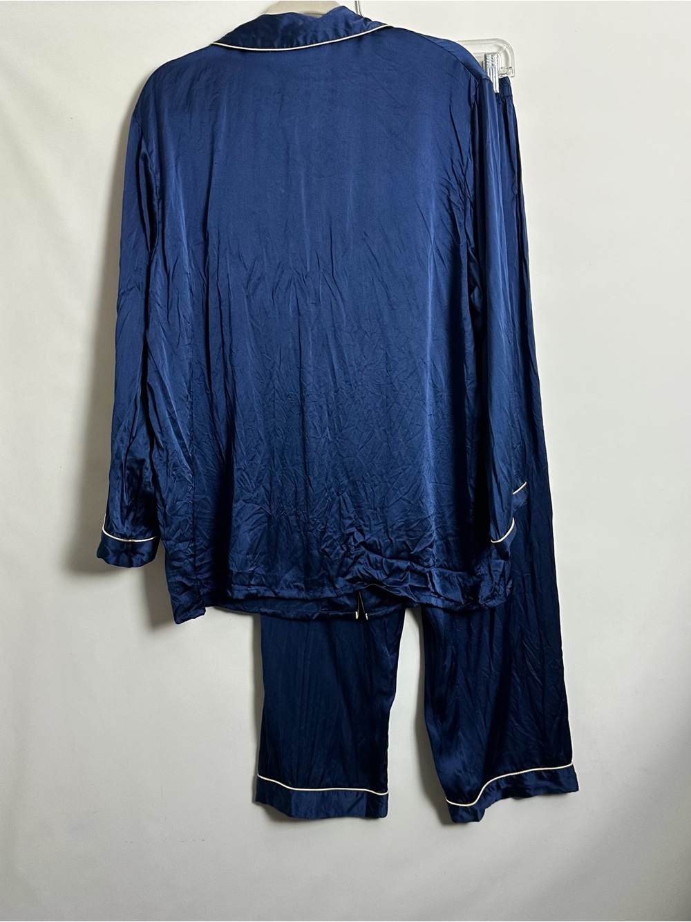 SilkSilky Navy Women's Pajama Set with Contrast Piping - Picture 2 of 5